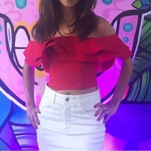 Hello molly off the shoulder crop